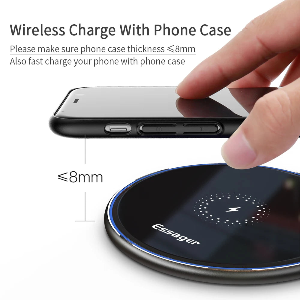 Essager 15W Fast Wireless Charger For iPhone 14 13 12 For Airpods Visible Qi Wireless Charging Pad For Samsung S22 S10 Xiaomi LG