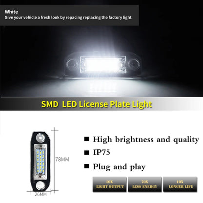 iJDM Xenon White OEM-Fit Full LED License Plate Light For Volvo S80 XC90 S40 V60 XC60 S60 C70 XC70 V70 Car-Styling Number Lamp