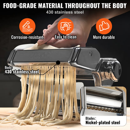 VEVOR Electric Fresh Pasta Maker Machine Stainless Steel Noodle Rollers Cutter Slicer for Cutting Home Appliance