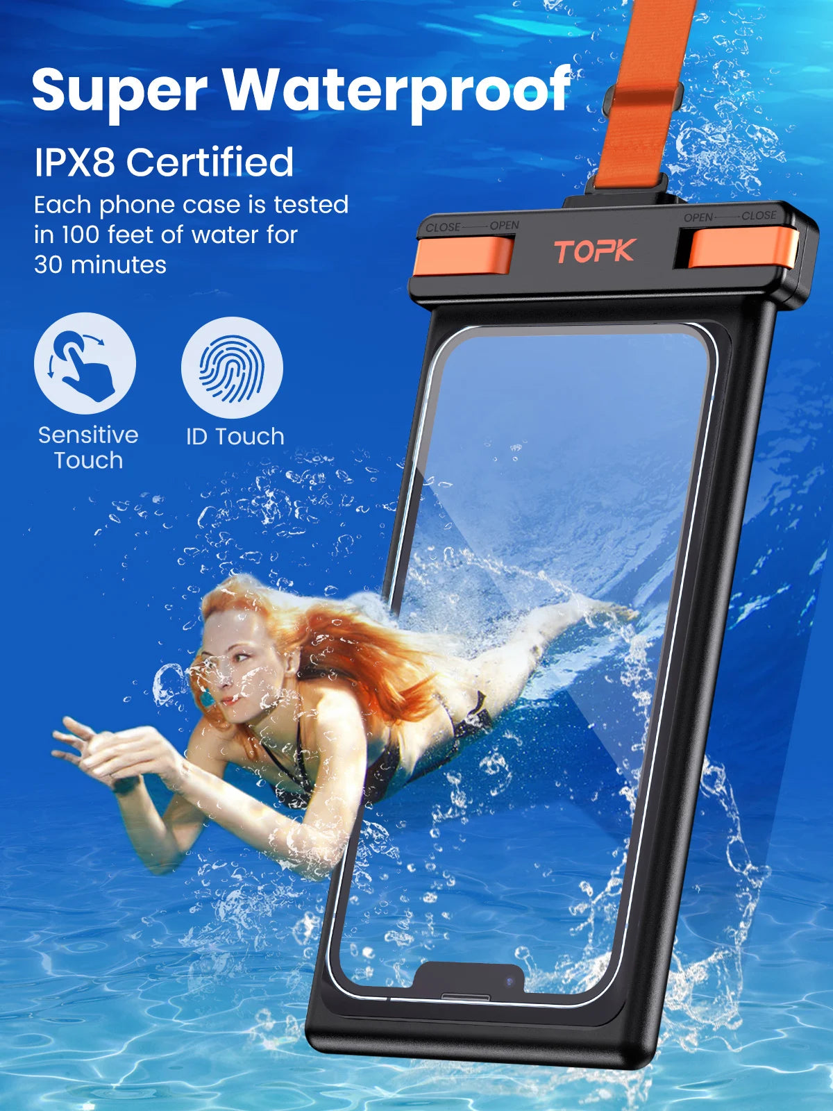 Waterproof Phone Pouch,[Underwater Screen Touchable] 
Waterproof Phone Case Compatible for Mobile Phone Up to 7.0 inch