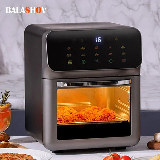 Smart Electric Air Fryer Large Capacity Convection Oven Deep Fryer Without Oil Kitchen 360°Baking Viewable Window Home Appliance