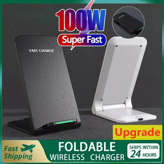 100W Foldable  Wireless Charger Stand Pad Fast Charging For iPhone 15 14 13 12 11 XS XR Samsung S21 S20 S8 Huawei Qucik Charger