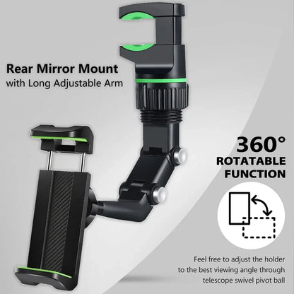 Rearview Mirror Phone Holder for Car, 360° Rotating