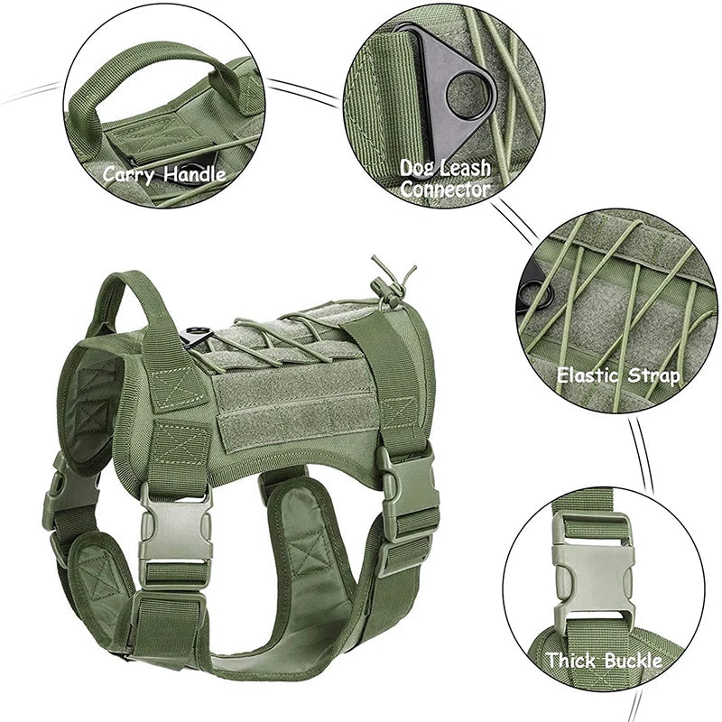 Tactical Dog Harness Military Pet German Shepherd K9 Pet Training Vest Dog Harness and Leash Set for Small Medium Large Dogs