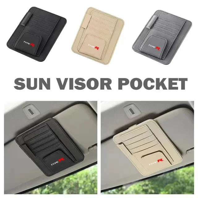 Car Sun Visor Organizer Multi-Pocket Auto Interior Universal For Honda Type R Racing Type S Sport Car Accessories