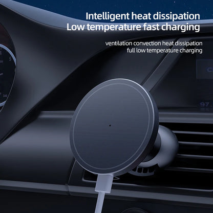 Magnetic Car Wireless Charger + Ring For iPhone 12 13 14 15 pro max mini Air Vent Car Phone Holder Stand Fast Car Charging