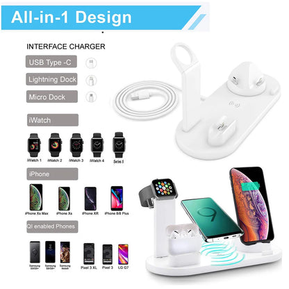 7 in 1 Wireless Charger Stand Pad For iPhone 14 13 12 Pro Max Apple Watch Airpods Pro iWatch 8 7 Fast Charging Dock Station