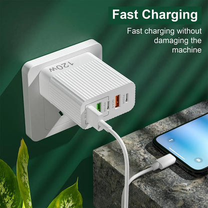 5 Ports USB Type C Charger 120W Fast Charging