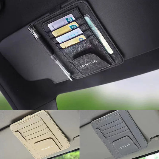 Car Sun Visor Organizer Multi-Pocket Auto Interior Universal For Hyundai IONIQ 5 6 7 Auto Interior Accessories