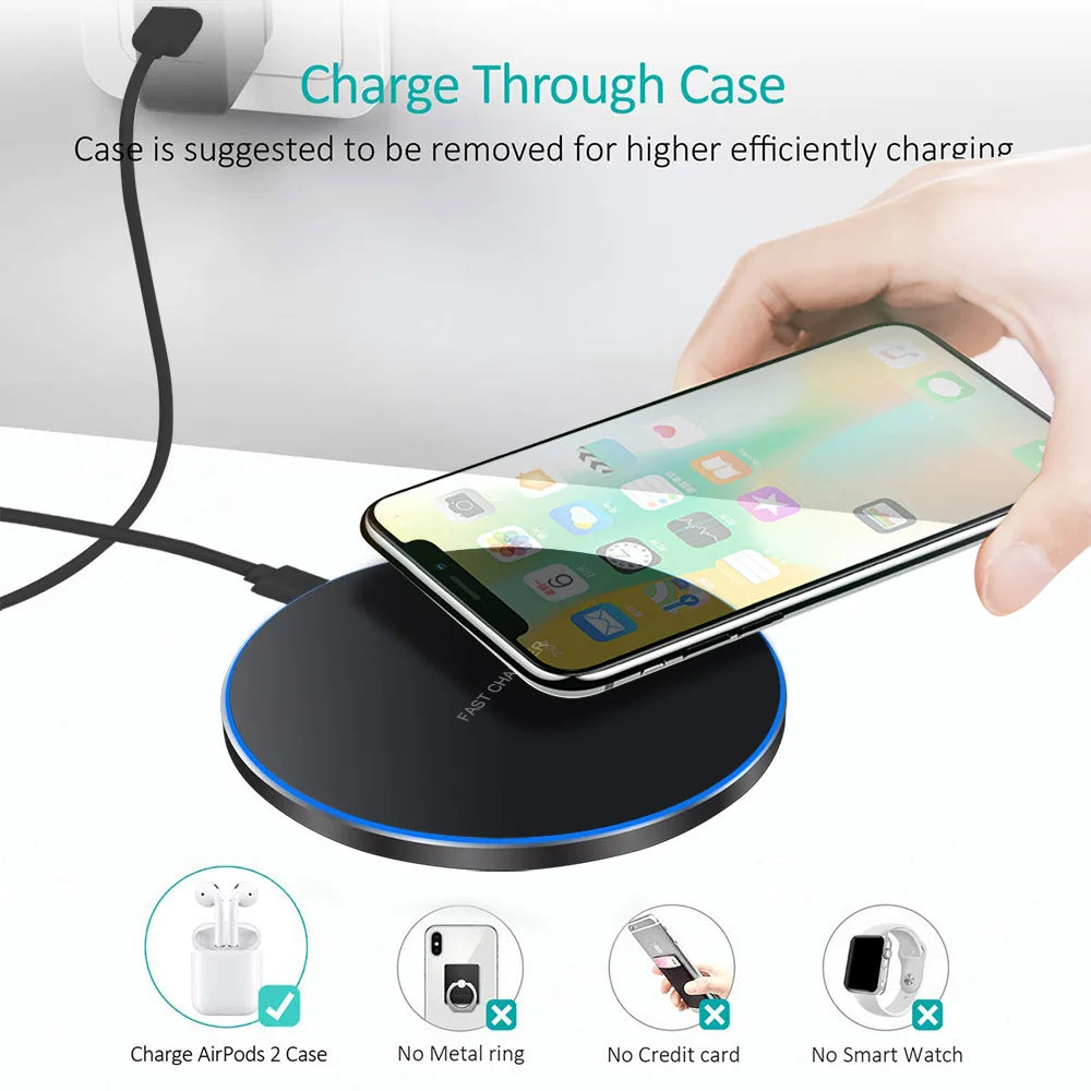 100W Wireless Charger For iPhone 14 13 12 11 Pro XS Max Mini X XR Induction Fast Wireless Charging Pad For Samsung Xiaomi Huawei