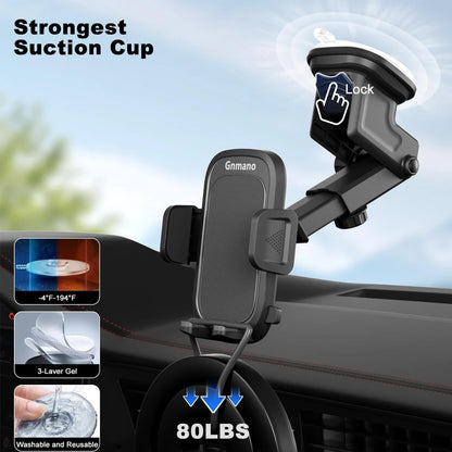 Car Phone Holder 4 in 1 Super Stable Long Arm Sucker Mount for Dashboard Windscreen Air Vent Compatible With All Mobile Phone