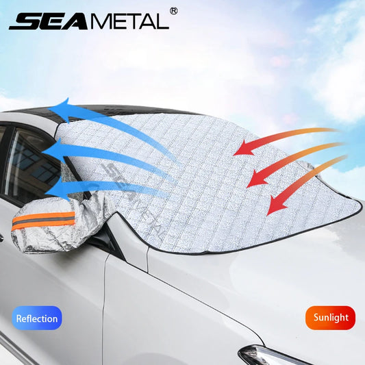 SEAMETAL Car Windshield Snow Shield Cover Sun Protection Dual Use Magnetic Front Window Snow Cover Thickened Sunshade Protector