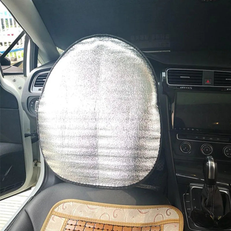 45x50cm Car Steering Wheel Anti-Heat Sun Shade Cover High Quality Silver Double Thick Sun-proof Anti-UV protect Parasol Shield