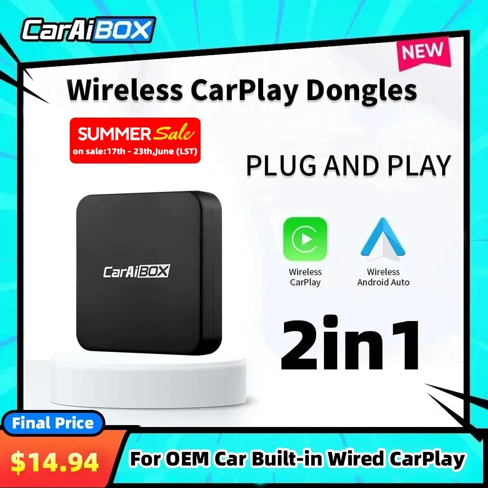 CarAIBOX 2in1 Wireless CarPlay Dongle Wireless Android Auto Box For Car Radio with Wired CarPlay