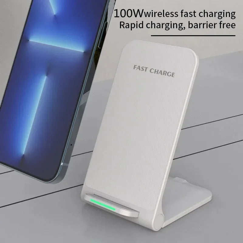 100W Foldable  Wireless Charger Stand Pad Fast Charging For iPhone 15 14 13 12 11 XS XR Samsung S21 S20 S8 Huawei Qucik Charger