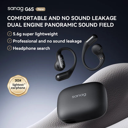 Sanag G6S Open Ear Bluetooth Earphone Ear Hook OWS Wireless Headphone HiFi Sound TWS Headset Sport Running Earbuds for Gaming