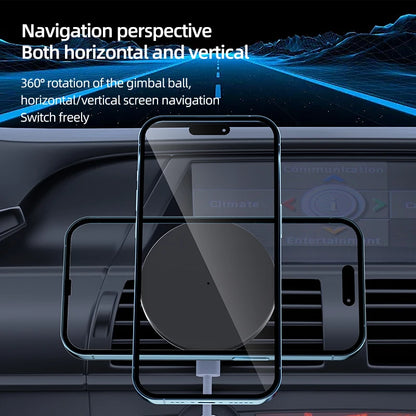 Magnetic Car Wireless Charger + Ring For iPhone 12 13 14 15 pro max mini Air Vent Car Phone Holder Stand Fast Car Charging