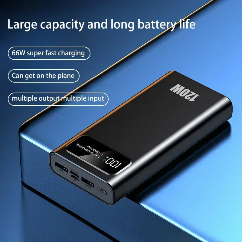 200000mAH 120W Power Bank Super Fast Charging Battery High Capacity Digital Display Power Bank For Iphone 15 14 Samsung Xiaomi