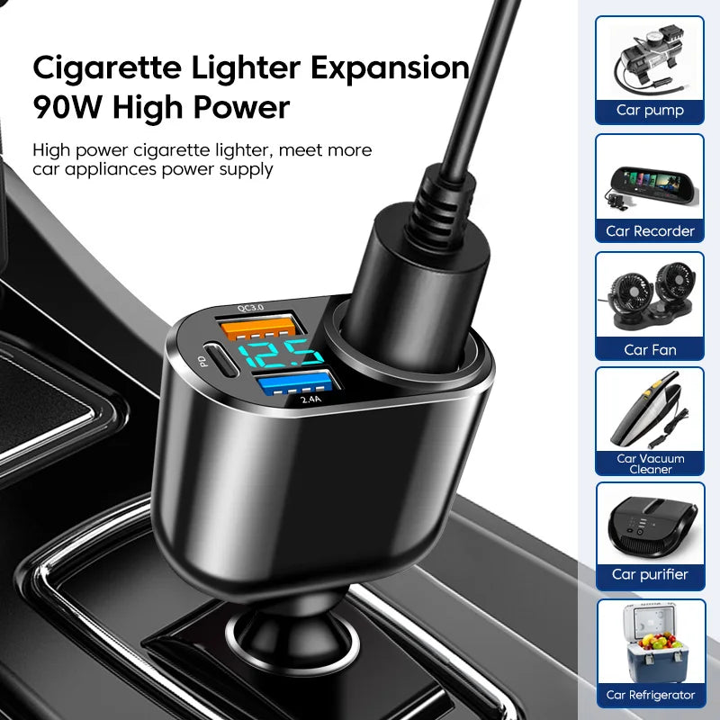 66W 3 Ports Car Charger Cigarette Lighter