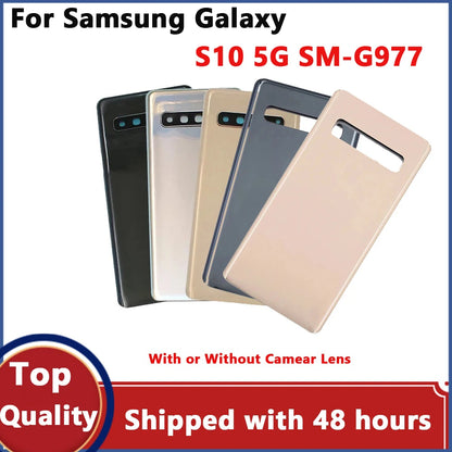 New Battery Back Cover For Samsung Galaxy S10 5G SM-G977 Back Cover 3D Glass Panel Rear Door Housing Case Adhesive Camera Lens