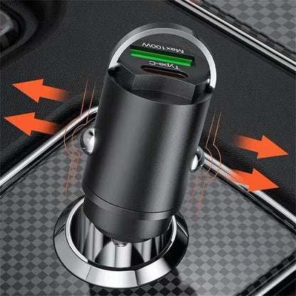 100W Mini USB C Car Charger Fast Charging Type C Car Phone Charger For iPhone 15 14 Xiaomi Samsung Car Charger Cigarette lighter