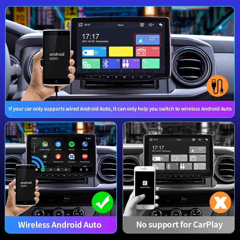 CarAIBOX 2in1 Wireless CarPlay Dongle Wireless Android Auto Box For Car Radio with Wired CarPlay