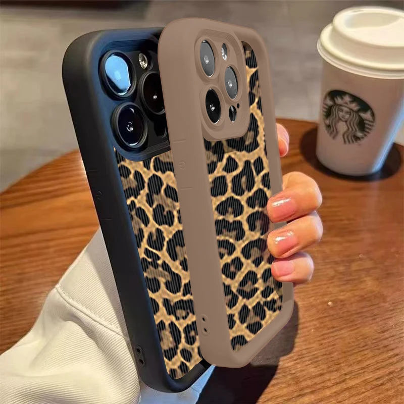 Fashion Retro Leopard Print Phone Case For iPhone 15 14 13 12 11 Pro Max X XR XS Max 7 8 Plus Shockproof TPU Soft Back Cover