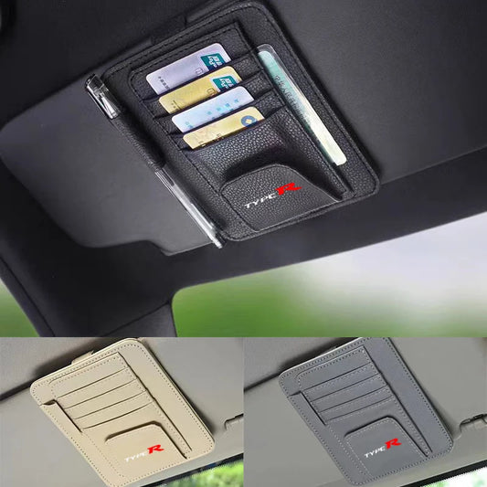 Car Sun Visor Organizer Multi-Pocket Auto Interior Universal For Honda Type R Racing Type S Sport Car Accessories